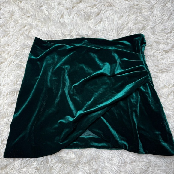 Blue Rain Teal Velvet Mini Skirt - Picture 1 of 2